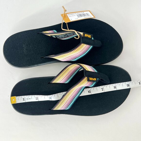 Sz 5 - NWT Teva Voya Flip Flops Thong Sandals Antiguous Black Multi Color Womens - Picture 8 of 8